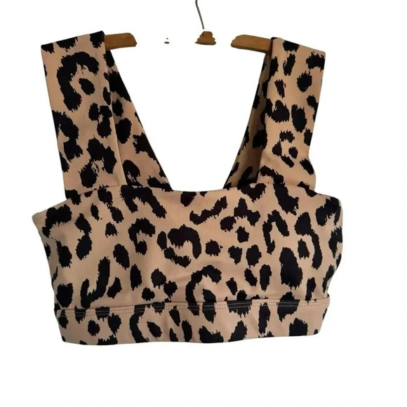 All Fenix x Anthropology Camel All Over Leopard Wide Strap Double Lined Bra Top - Picture 3 of 5